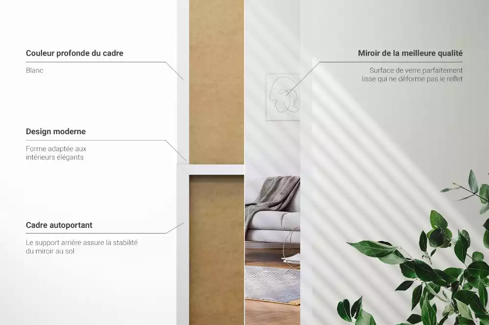 Staande spiegel in witte lijst