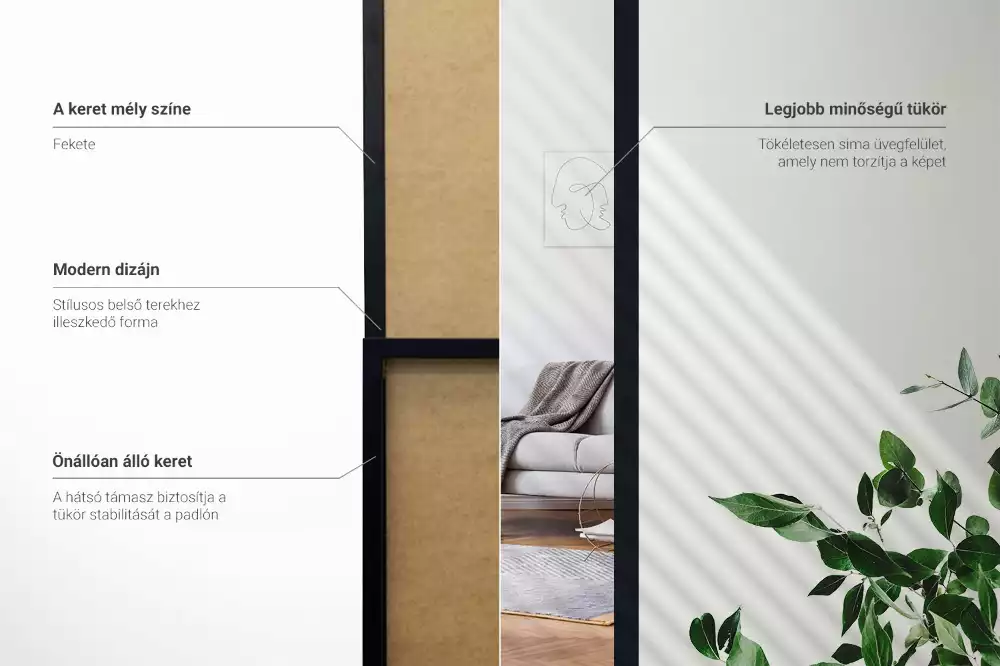 Staande spiegel in zwarte lijst