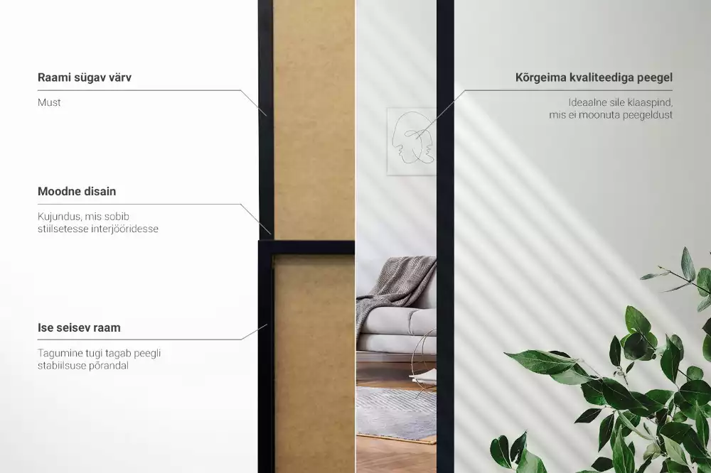 Staande spiegel in zwarte lijst