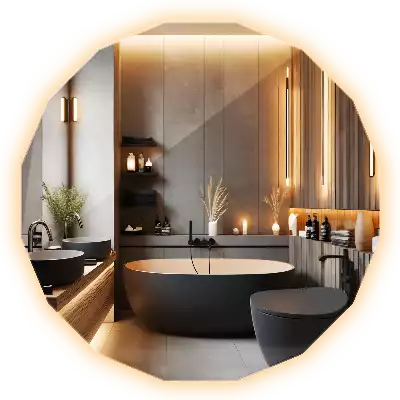 Veelhoekige spiegel met ledverlichting