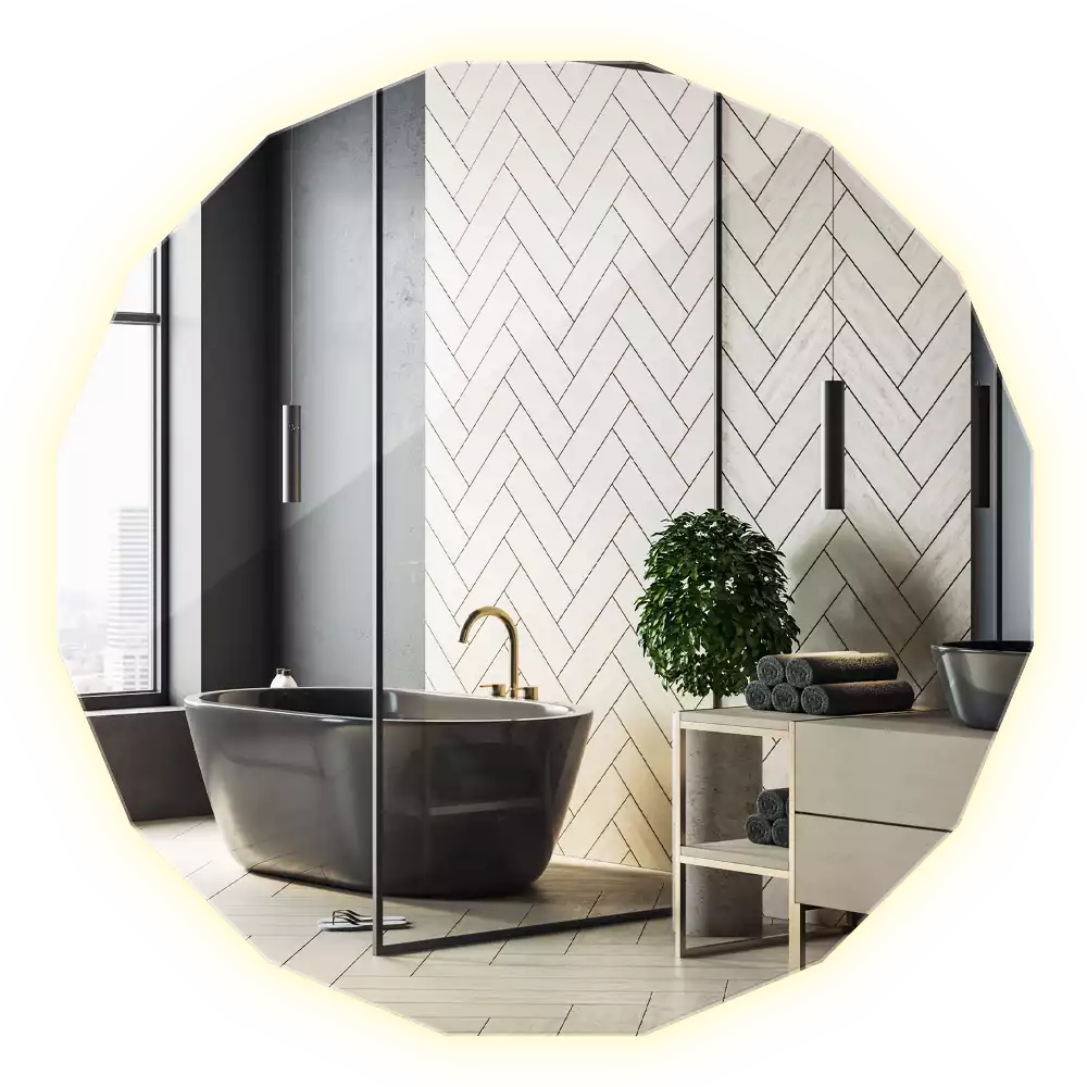 Veelhoekige spiegel met ledverlichting