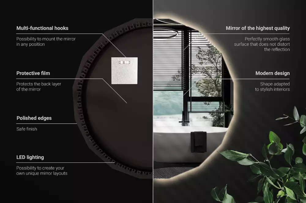 Veelhoekige spiegel met ledverlichting