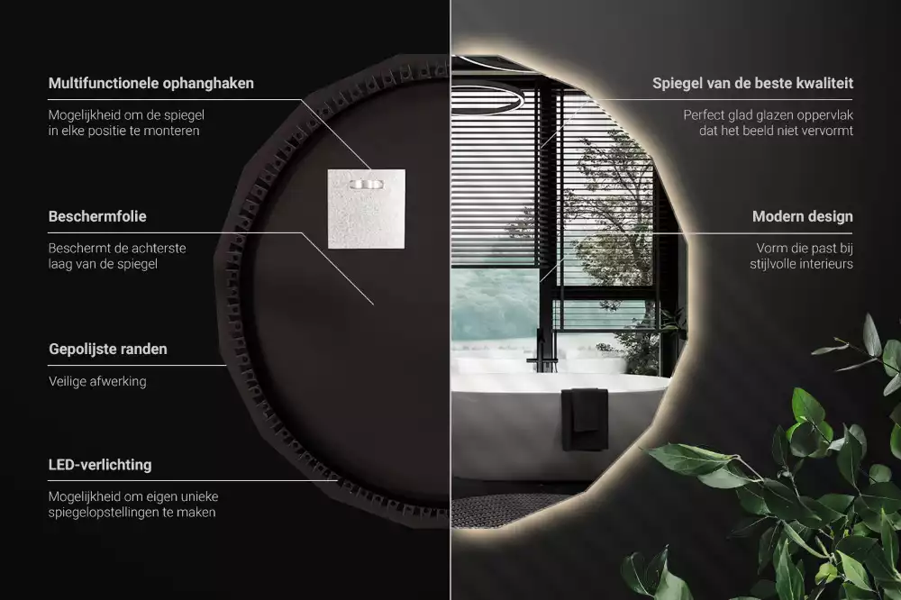 Veelhoekige spiegel met ledverlichting