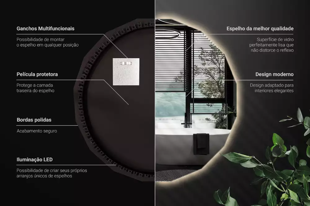 Veelhoekige spiegel met ledverlichting