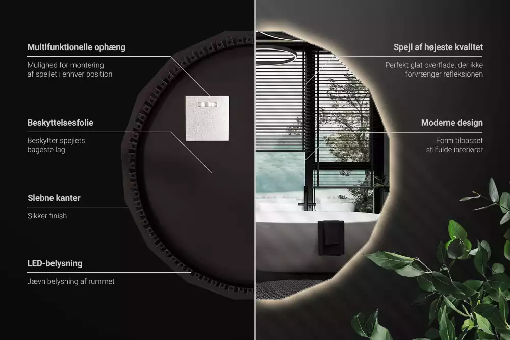 Veelhoekige spiegel met ledverlichting