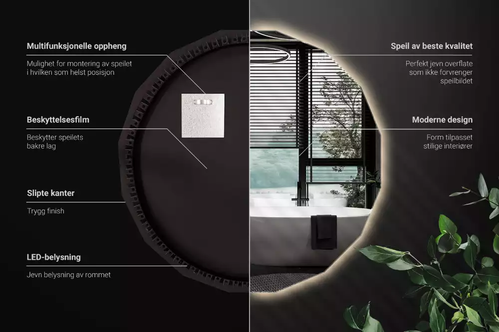 Veelhoekige spiegel met ledverlichting