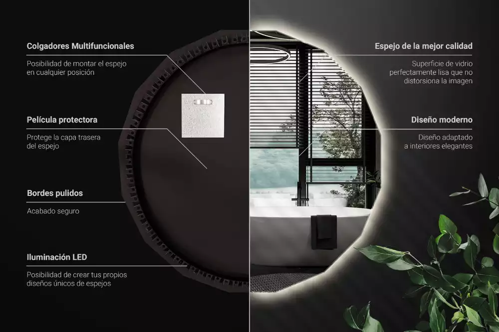 Veelhoekige spiegel met ledverlichting