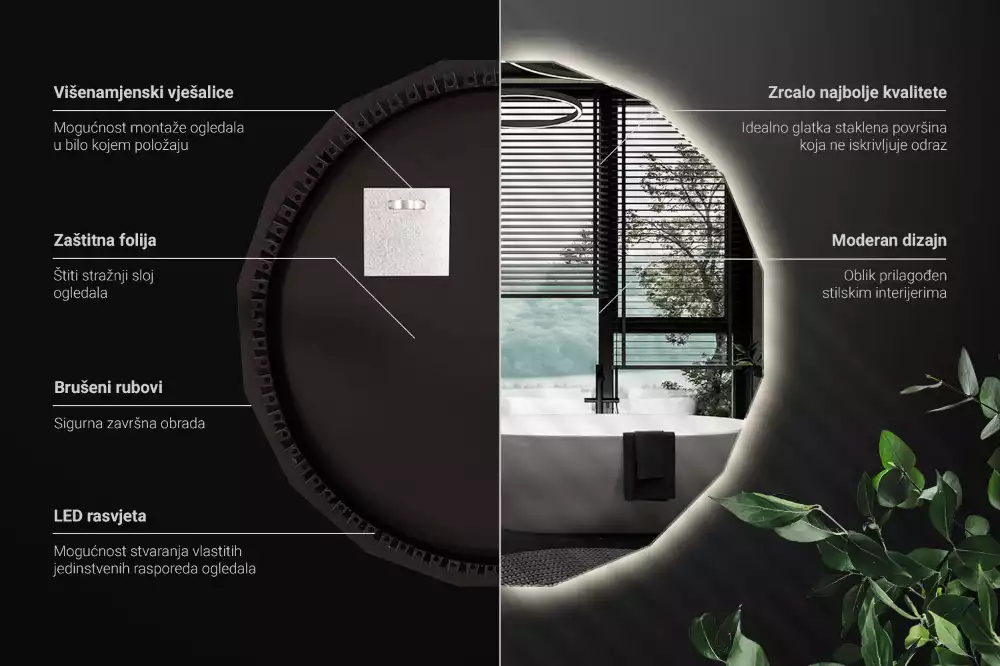 Veelhoekige spiegel met ledverlichting