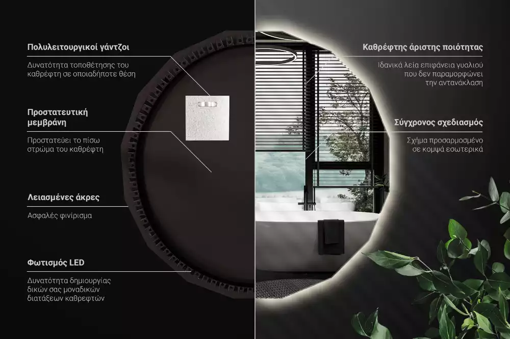 Veelhoekige spiegel met ledverlichting