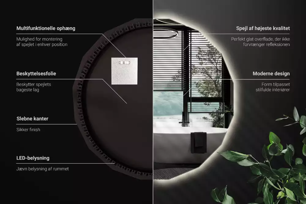 Veelhoekige spiegel met ledverlichting