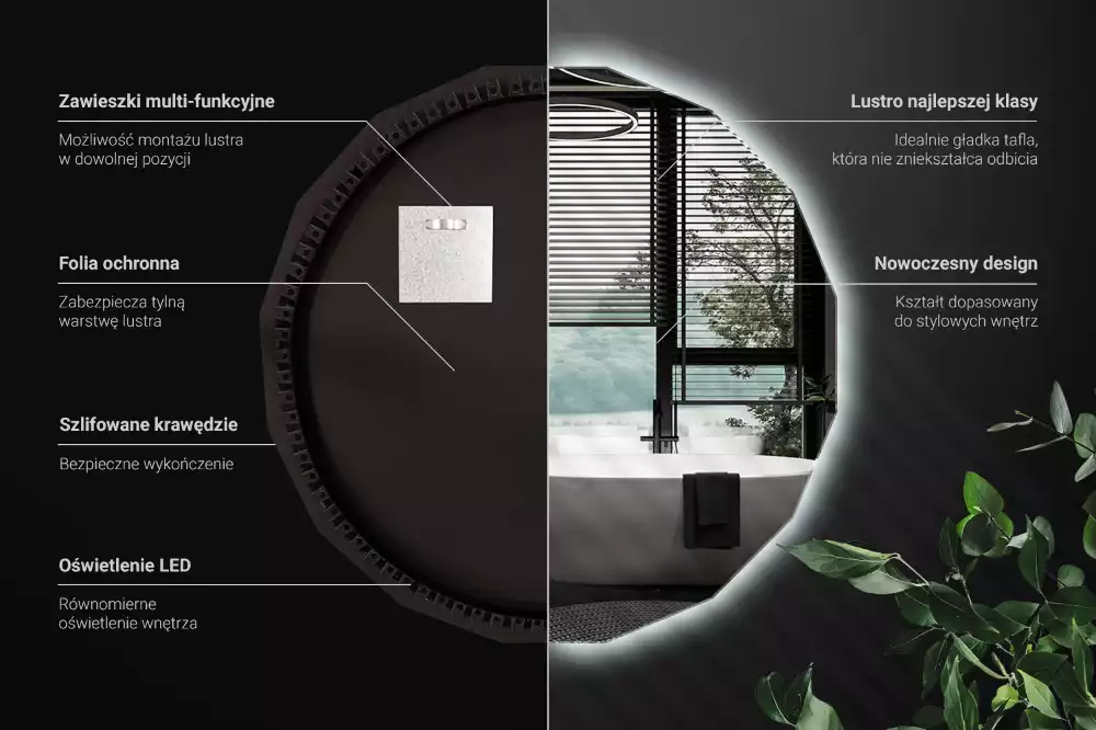 Veelhoekige spiegel met ledverlichting