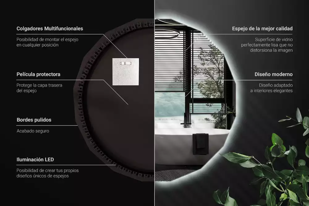 Veelhoekige spiegel met ledverlichting