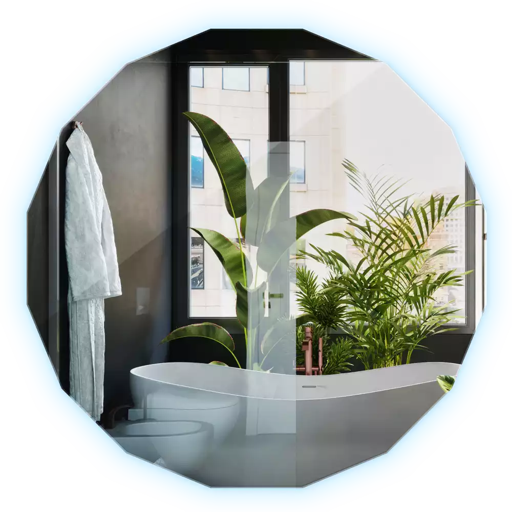 Veelhoekige spiegel met ledverlichting