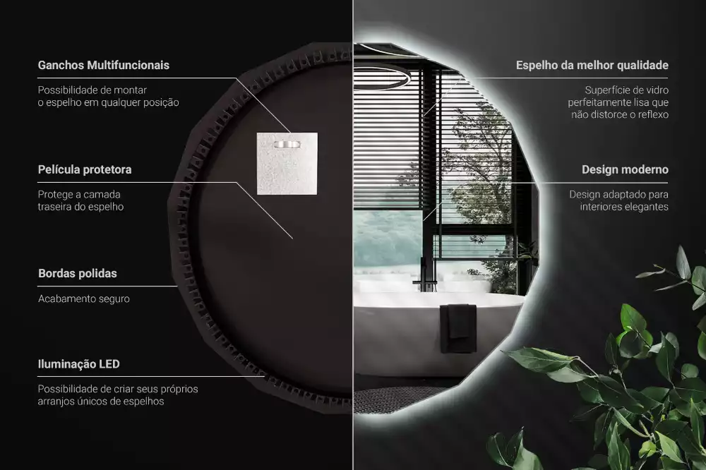 Veelhoekige spiegel met ledverlichting