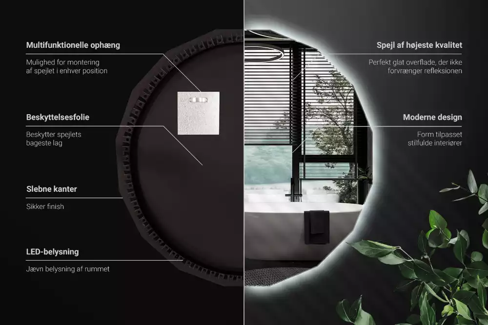 Veelhoekige spiegel met ledverlichting