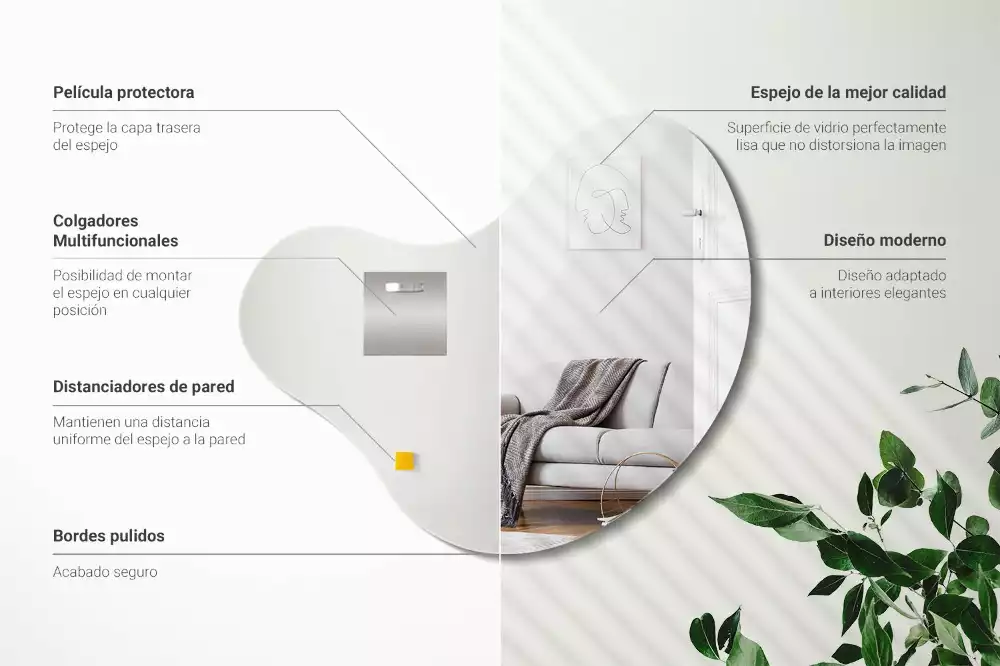 Spiegel organische vorm frameloze ophanging