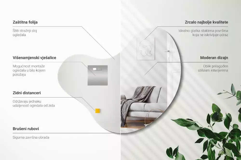 Spiegel organische vorm frameloze ophanging