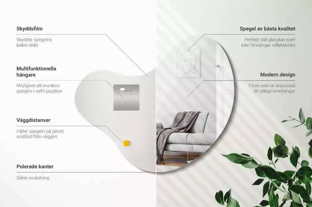 Spiegel organische vorm frameloze ophanging