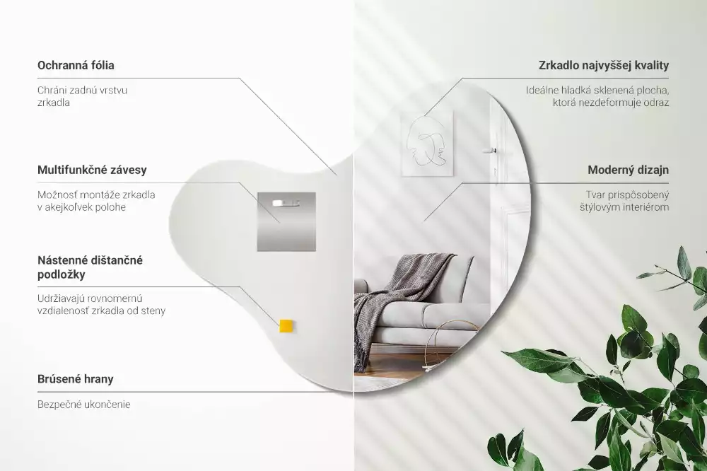 Spiegel organische vorm frameloze ophanging