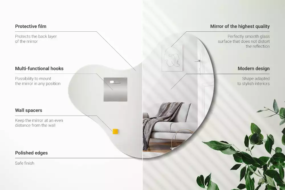 Spiegel organische vorm frameloze ophanging