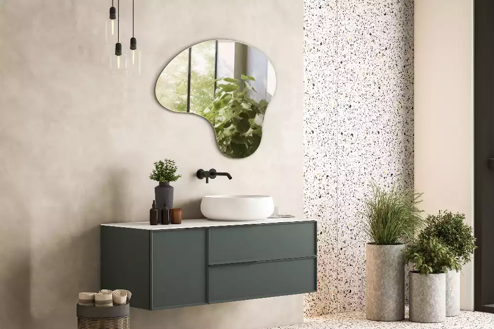 Spiegel organische vorm frameloze ophanging