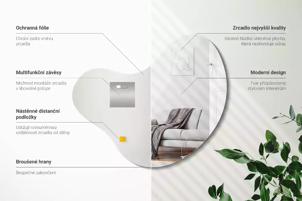 Spiegel organische vorm frameloze ophanging