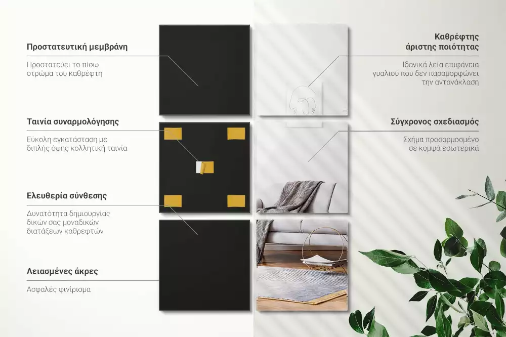 Spiegel tegels vierkante decoratieve