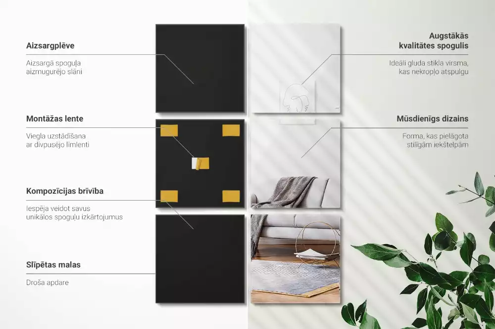 Spiegel tegels vierkante decoratieve