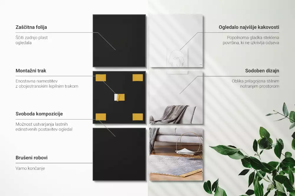 Spiegel tegels vierkante decoratieve