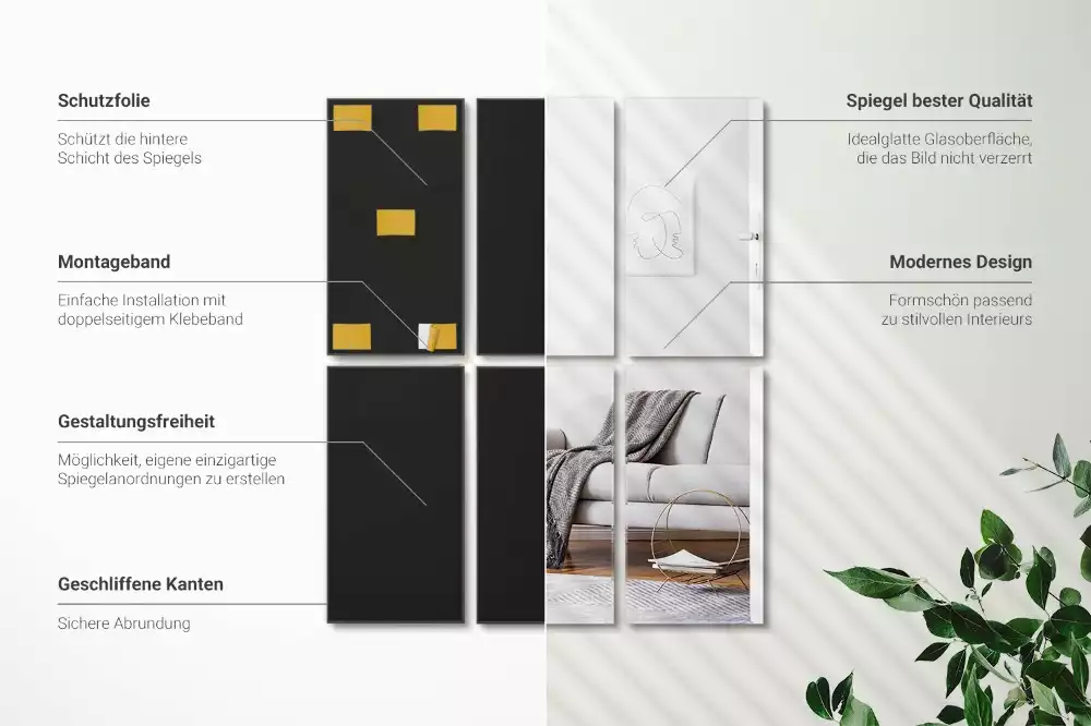 Spiegel tegels rechthoekig zelfklevend