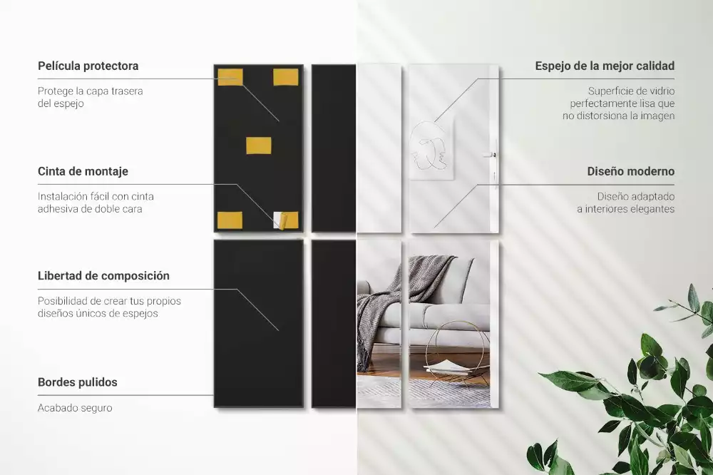 Spiegel tegels rechthoekig zelfklevend