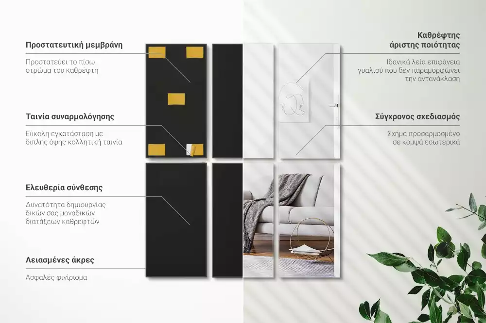 Spiegel tegels rechthoekig zelfklevend