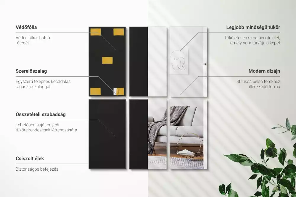 Spiegel tegels rechthoekig zelfklevend