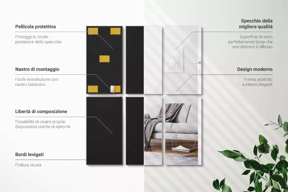 Spiegel tegels rechthoekig zelfklevend