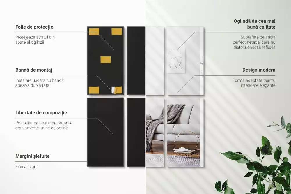 Spiegel tegels rechthoekig zelfklevend