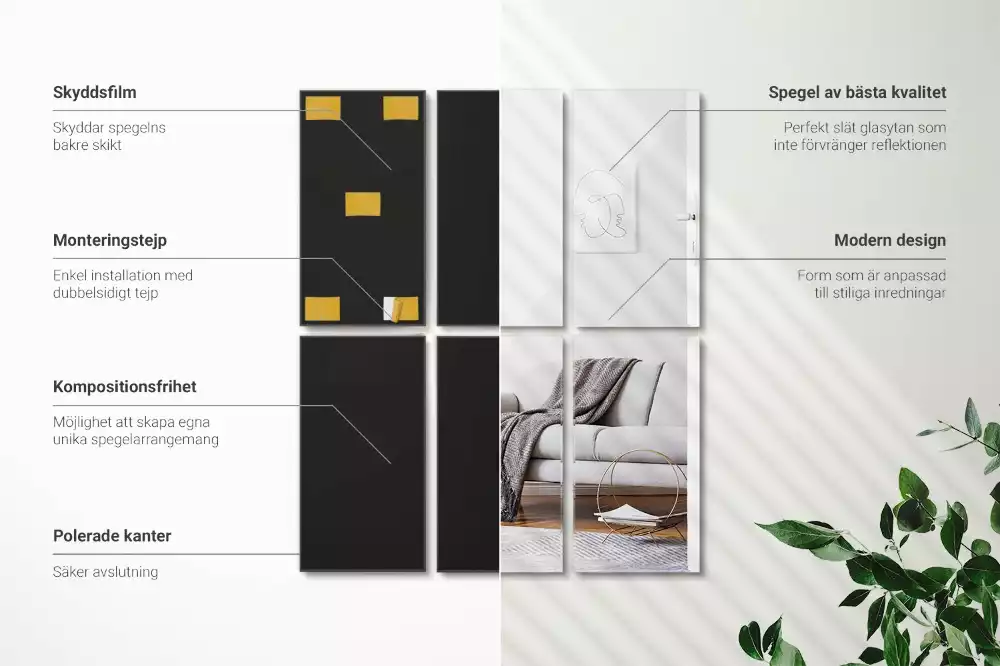 Spiegel tegels rechthoekig zelfklevend