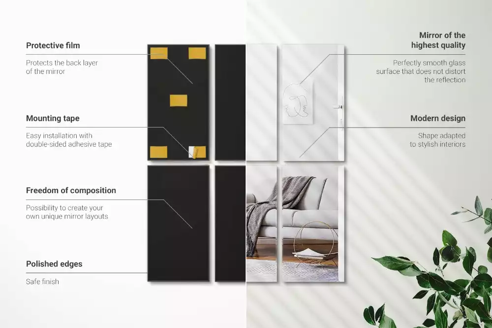 Spiegel tegels rechthoekig zelfklevend