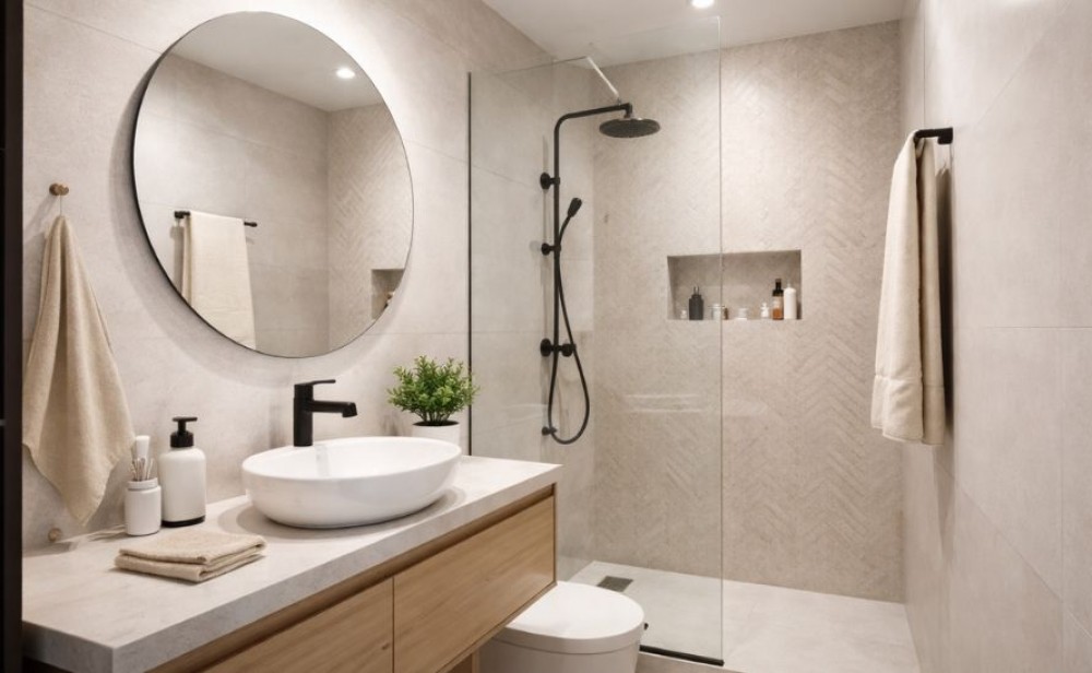 kleine badkamer met douche